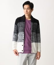 MKFDC22130 MK MICHEL KLEIN HOMME(MKミッシェルクランオム) 【洗える】ショールカラーカーディガン / フェザーモールヤーン ダークグレー