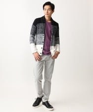 MKFDC22130 MK MICHEL KLEIN HOMME(MKミッシェルクランオム) 【洗える】ショールカラーカーディガン / フェザーモールヤーン ダークグレー