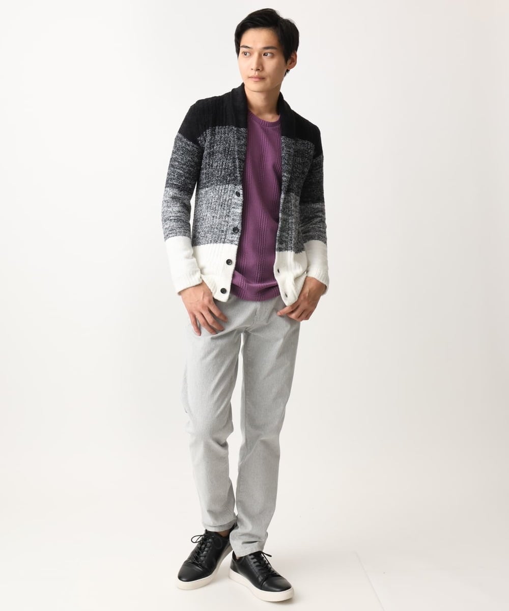 MKFDC22130 MK MICHEL KLEIN HOMME(MKミッシェルクランオム) 【洗える】ショールカラーカーディガン / フェザーモールヤーン ダークグレー