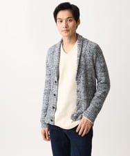 MKFDC22130 MK MICHEL KLEIN HOMME(MKミッシェルクランオム) 【洗える】ショールカラーカーディガン / フェザーモールヤーン ダークグレー
