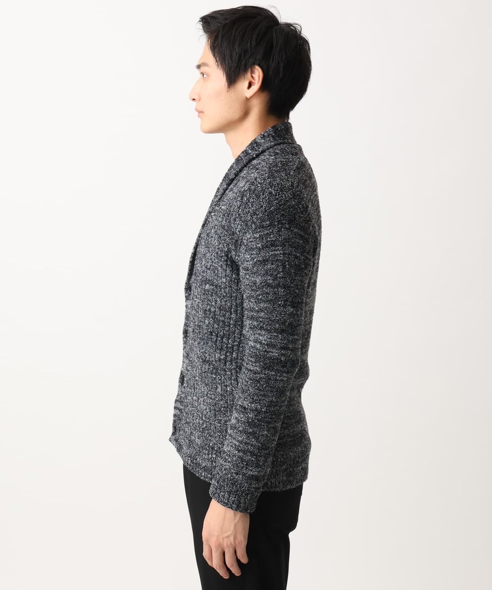 MKFDC22130 MK MICHEL KLEIN HOMME(MKミッシェルクランオム) 【洗える】ショールカラーカーディガン / フェザーモールヤーン ダークグレー