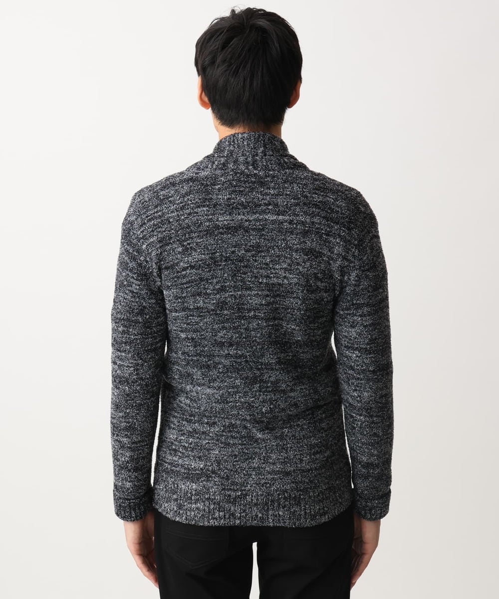 MKFDC22130 MK MICHEL KLEIN HOMME(MKミッシェルクランオム) 【洗える】ショールカラーカーディガン / フェザーモールヤーン ダークグレー