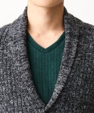 MKFDC22130 MK MICHEL KLEIN HOMME(MKミッシェルクランオム) 【洗える】ショールカラーカーディガン / フェザーモールヤーン ダークグレー