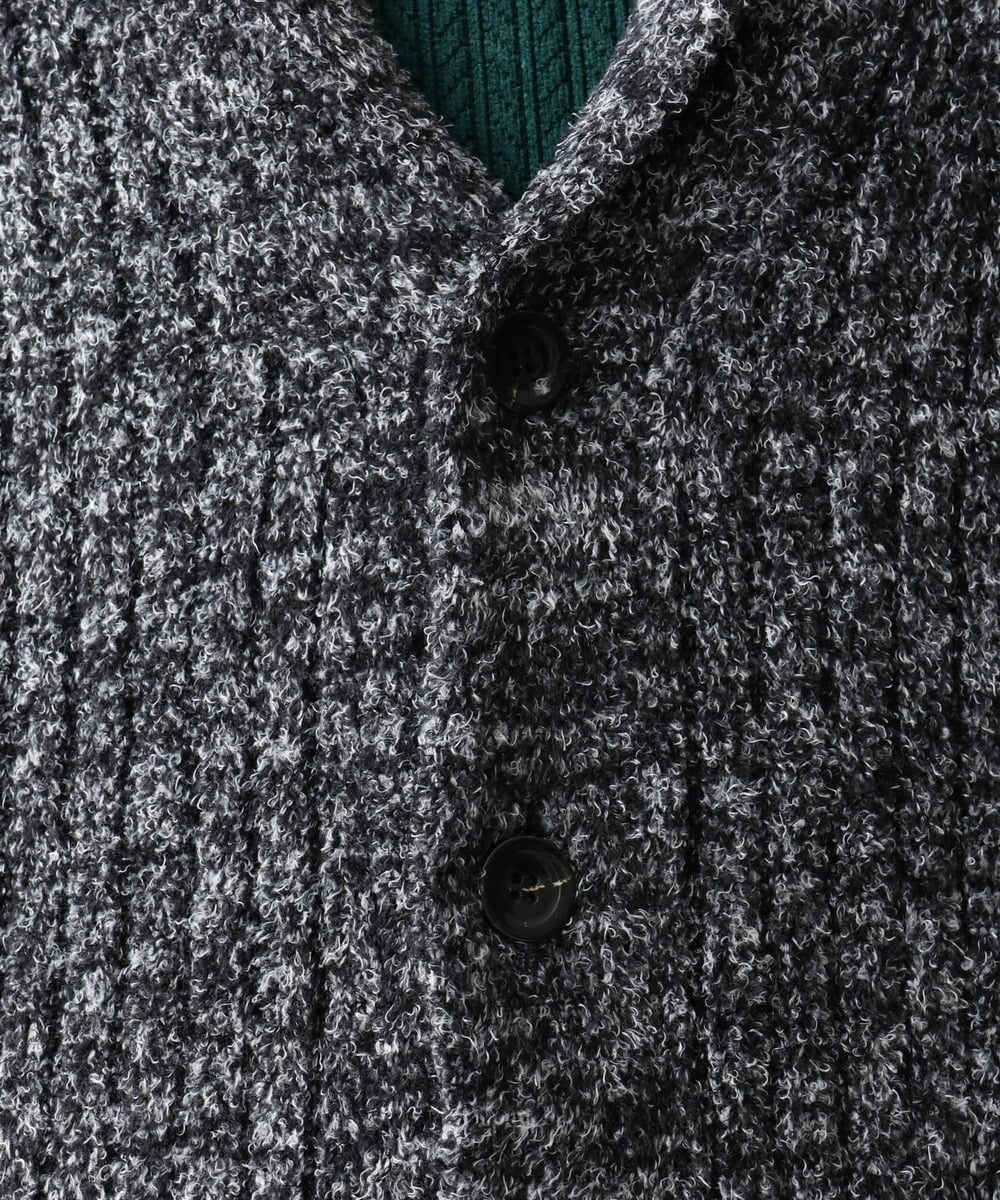 MKFDC22130 MK MICHEL KLEIN HOMME(MKミッシェルクランオム) 【洗える】ショールカラーカーディガン / フェザーモールヤーン ダークグレー