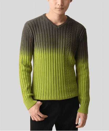 MKFDC40110 MK MICHEL KLEIN HOMME 【在庫限り！/秋・春着用可能/洗える/コットン糸】Vネックニット/グラデーションケーブル