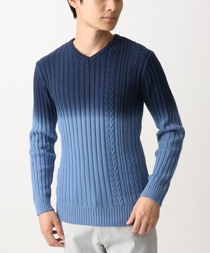 MKFDC40110 MK MICHEL KLEIN HOMME Vネックニット/グラデーションケーブル