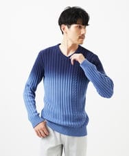 MKFDC40110 MK MICHEL KLEIN HOMME(MKミッシェルクランオム) Vネックニット/グラデーションケーブル ブルー