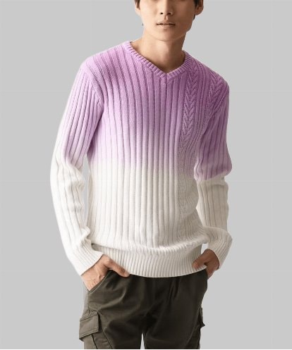 MKFDC42110 MK MICHEL KLEIN HOMME 【残りわずか/天然素材使用/洗える】グラデーションケーブルニット