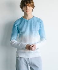 MKFDC42110 MK MICHEL KLEIN HOMME(MKミッシェルクランオム) グラデーションケーブルニット ライトブルー