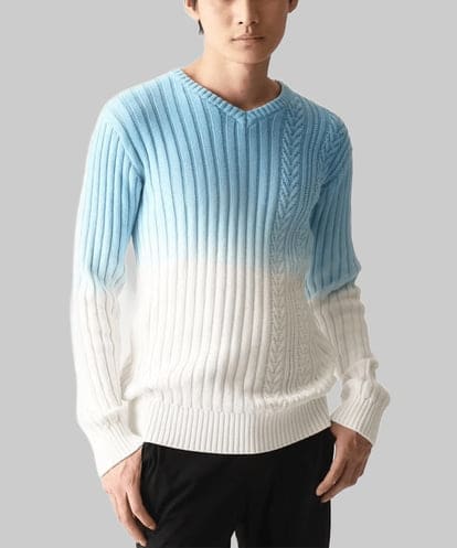 MKFDC42110 MK MICHEL KLEIN HOMME 【残りわずか/天然素材使用/洗える】グラデーションケーブルニット