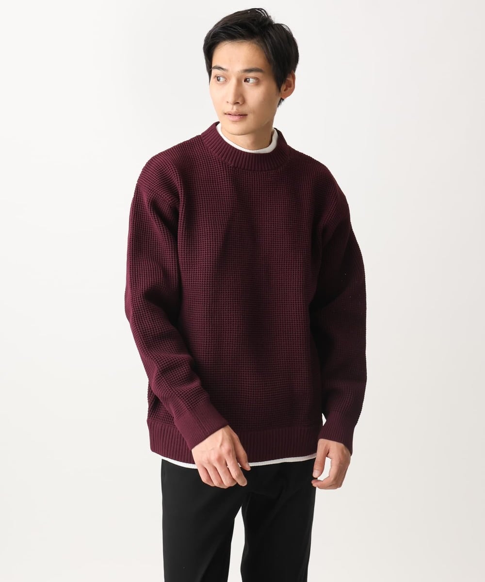 MKFDC80069 MK MICHEL KLEIN HOMME(MKミッシェルクランオム) 【洗える】プルオーバーニット/ワッフル編みフェイクニット グリーン