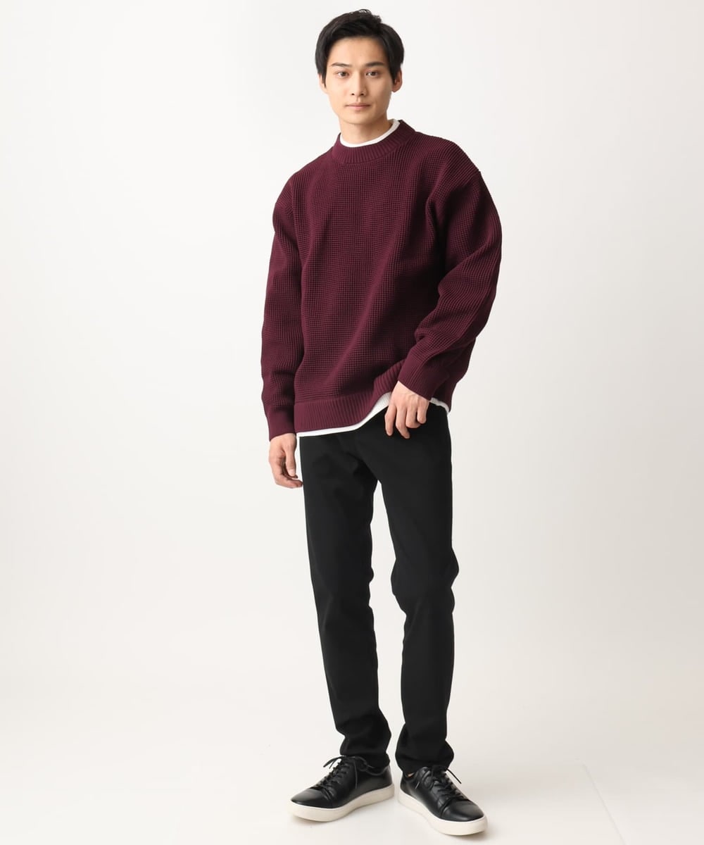 MKFDC80069 MK MICHEL KLEIN HOMME(MKミッシェルクランオム) 【洗える】プルオーバーニット/ワッフル編みフェイクニット グリーン