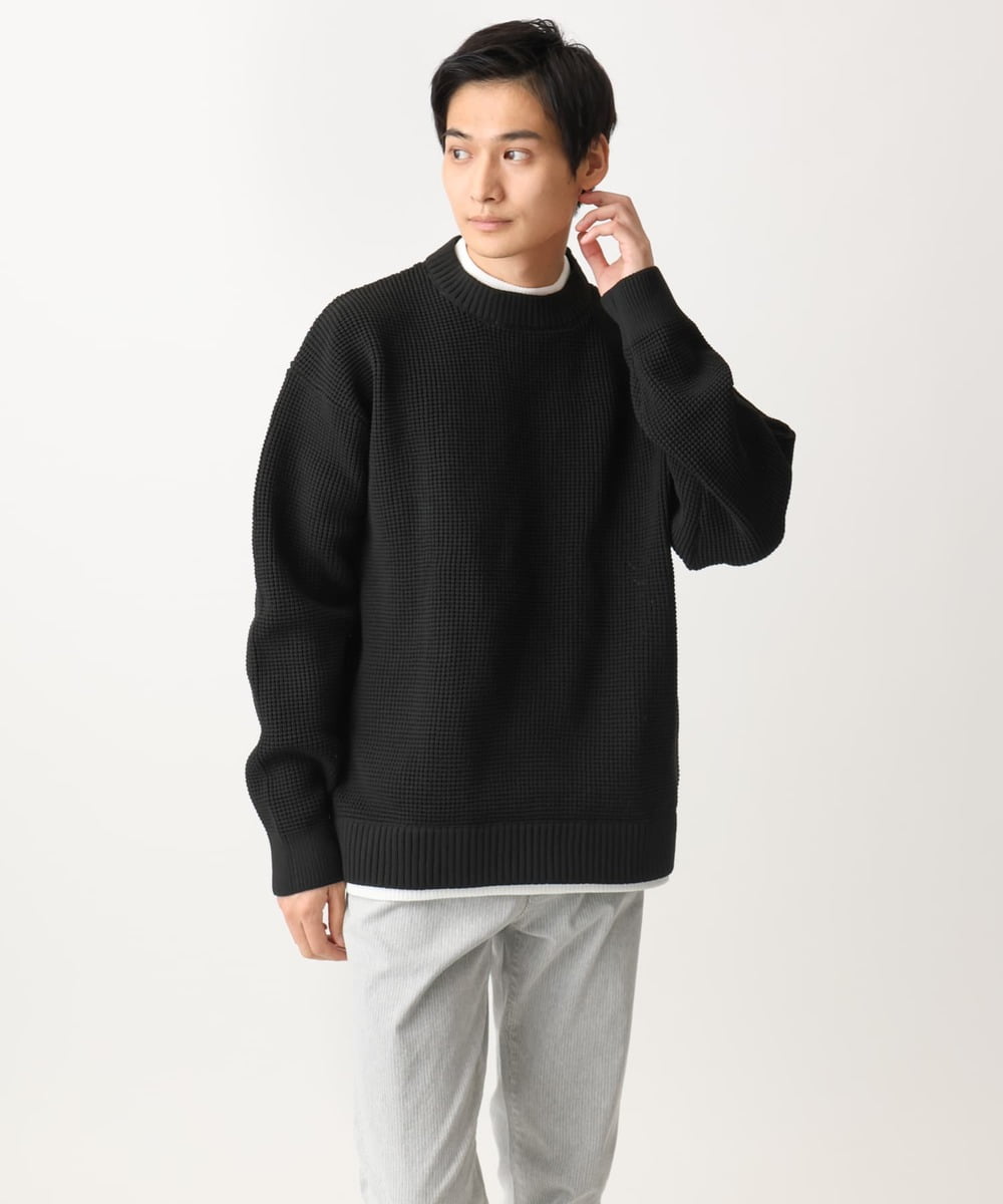 MKFDC80069 MK MICHEL KLEIN HOMME(MKミッシェルクランオム) 【洗える】プルオーバーニット/ワッフル編みフェイクニット グリーン