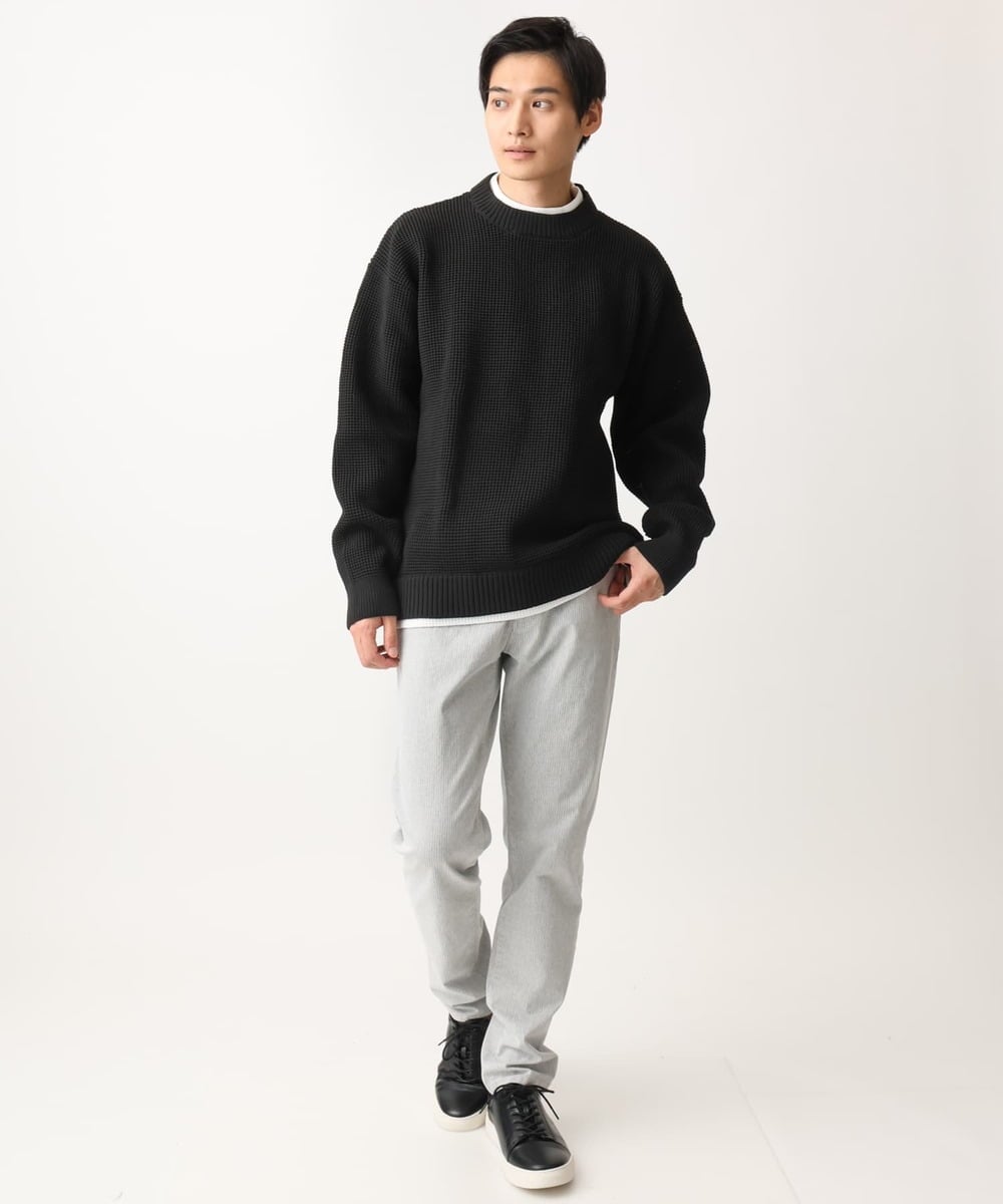 MKFDC80069 MK MICHEL KLEIN HOMME(MKミッシェルクランオム) 【洗える】プルオーバーニット/ワッフル編みフェイクニット グリーン
