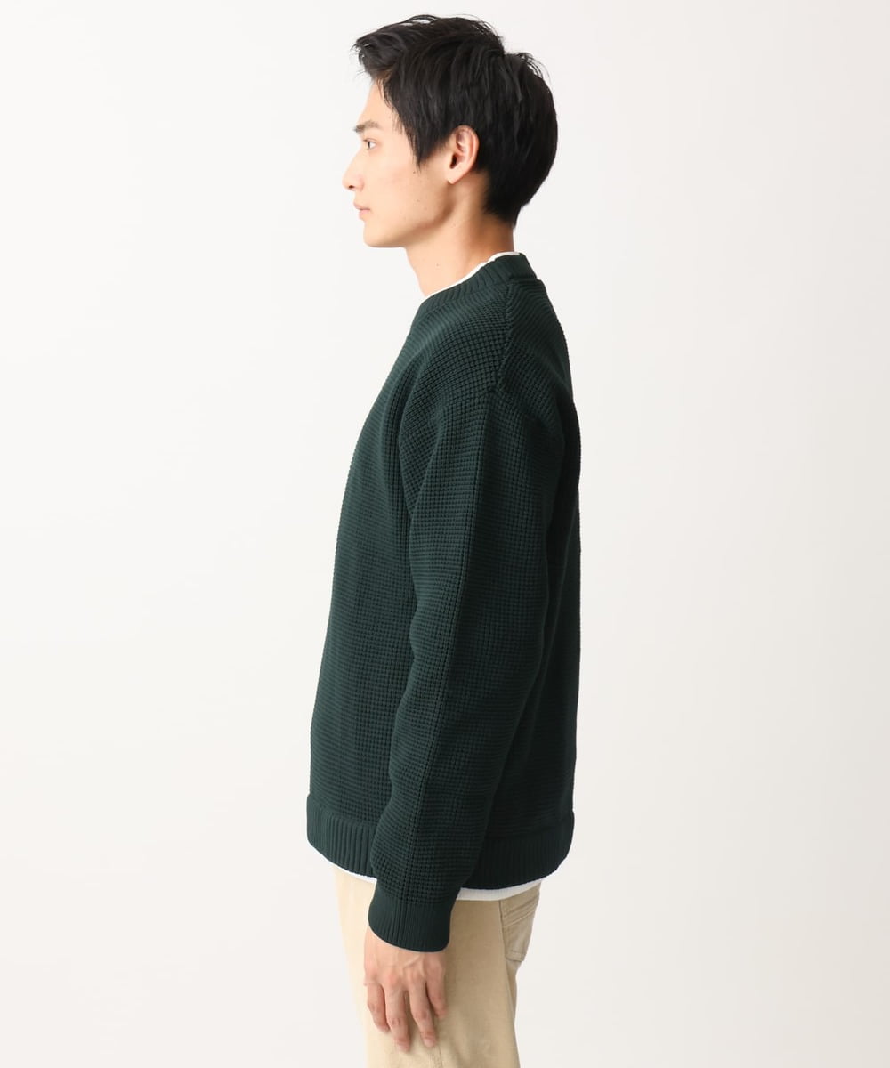 MKFDC80069 MK MICHEL KLEIN HOMME(MKミッシェルクランオム) 【洗える】プルオーバーニット/ワッフル編みフェイクニット グリーン
