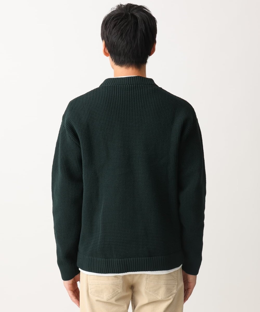 MKFDC80069 MK MICHEL KLEIN HOMME(MKミッシェルクランオム) 【洗える】プルオーバーニット/ワッフル編みフェイクニット グリーン