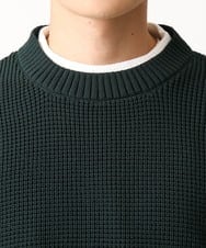 MKFDC80069 MK MICHEL KLEIN HOMME(MKミッシェルクランオム) 【洗える】プルオーバーニット/ワッフル編みフェイクニット グリーン