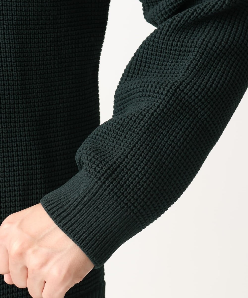 MKFDC80069 MK MICHEL KLEIN HOMME(MKミッシェルクランオム) 【洗える】プルオーバーニット/ワッフル編みフェイクニット グリーン