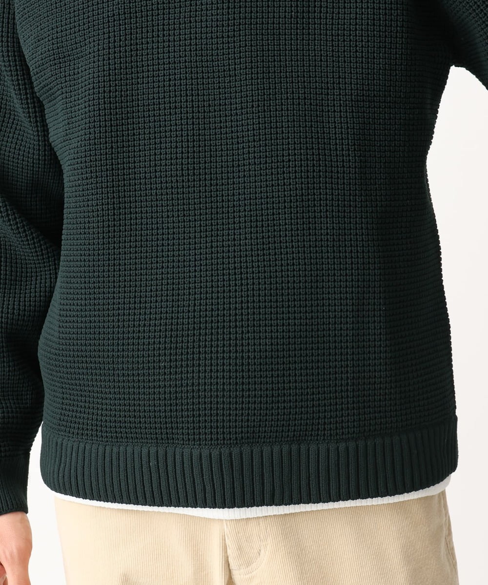 MKFDC80069 MK MICHEL KLEIN HOMME(MKミッシェルクランオム) 【洗える】プルオーバーニット/ワッフル編みフェイクニット グリーン