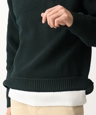 MKFDC80069 MK MICHEL KLEIN HOMME(MKミッシェルクランオム) 【洗える】プルオーバーニット/ワッフル編みフェイクニット グリーン