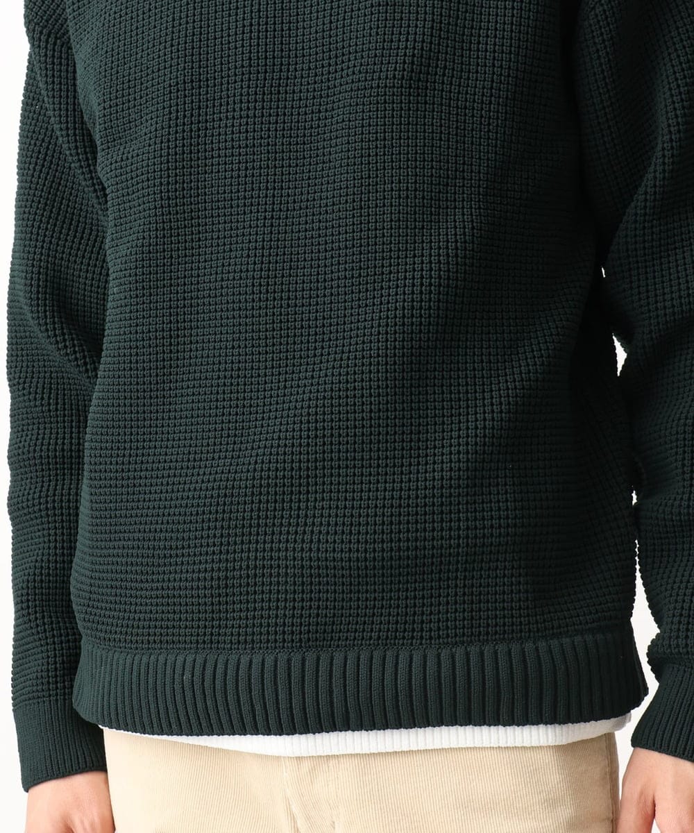 MKFDC80069 MK MICHEL KLEIN HOMME(MKミッシェルクランオム) 【洗える】プルオーバーニット/ワッフル編みフェイクニット グリーン