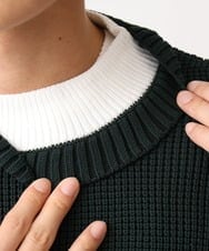 MKFDC80069 MK MICHEL KLEIN HOMME(MKミッシェルクランオム) 【洗える】プルオーバーニット/ワッフル編みフェイクニット グリーン