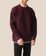 MKFDC80069 MK MICHEL KLEIN HOMME(MKミッシェルクランオム) 【残りわずか/在庫限り/洗える】プルオーバーニット/ワッフル編みフェイクニット パープル