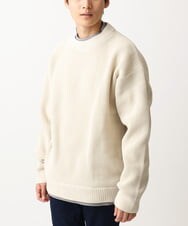 MKFDC80069 MK MICHEL KLEIN HOMME(MKミッシェルクランオム) 【洗える】プルオーバーニット/ワッフル編みフェイクニット アイボリー