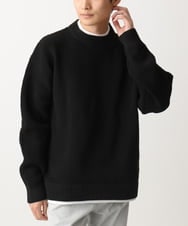 MKFDC80069 MK MICHEL KLEIN HOMME(MKミッシェルクランオム) 【洗える】プルオーバーニット/ワッフル編みフェイクニット ブラック