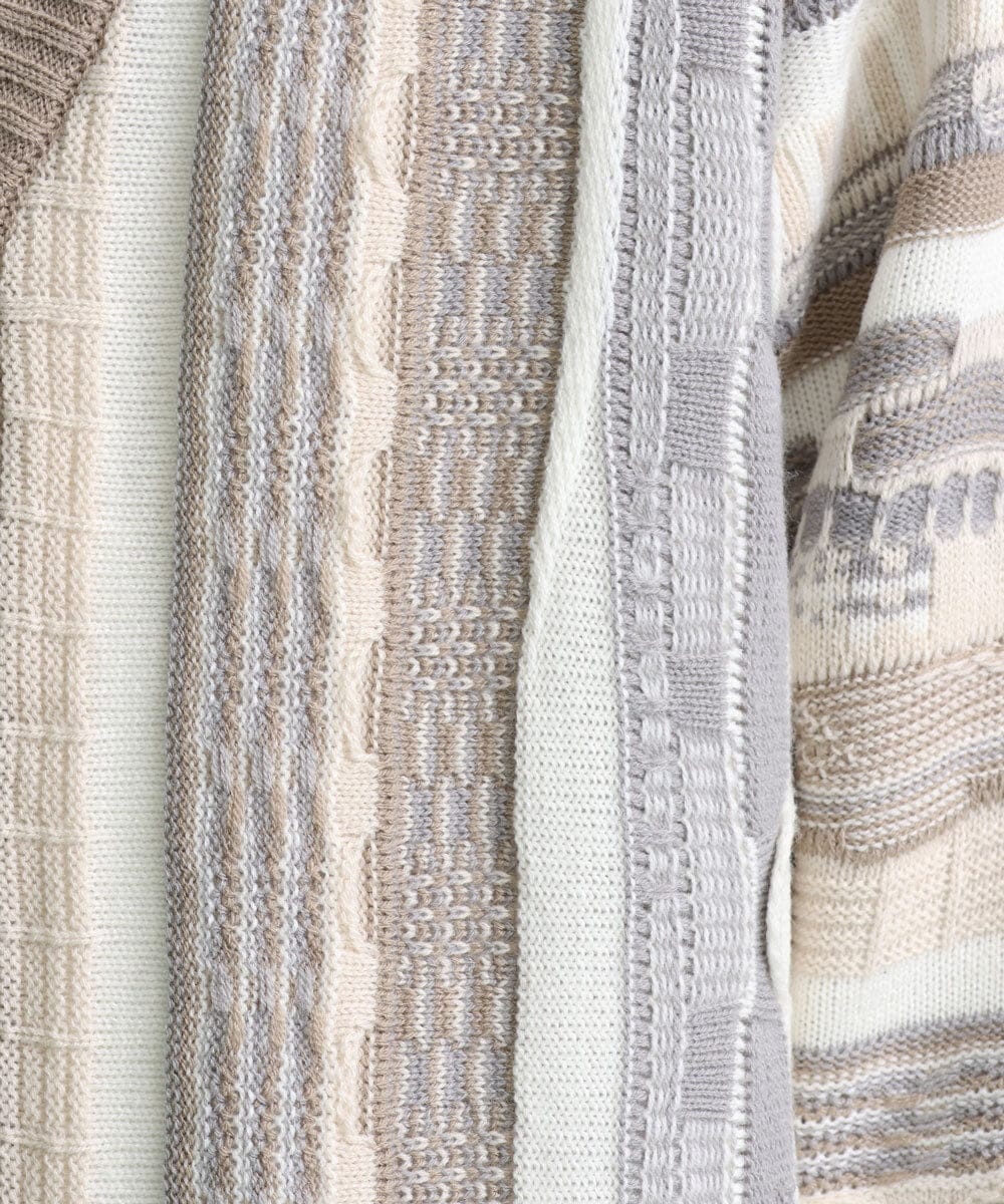 MKFDU88110 MK MICHEL KLEIN HOMME(MKミッシェルクランオム) ミックスストライプカーディガン グレーベージュ(91)