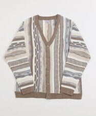 MKFDU88110 MK MICHEL KLEIN HOMME(MKミッシェルクランオム) ミックスストライプカーディガン グレーベージュ(91)