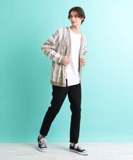 MKFDU88110 MK MICHEL KLEIN HOMME(MKミッシェルクランオム) ミックスストライプカーディガン グレーベージュ(91)