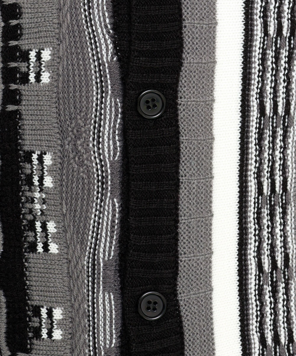 MKFDU88110 MK MICHEL KLEIN HOMME(MKミッシェルクランオム) ミックスストライプカーディガン ブラック(94)