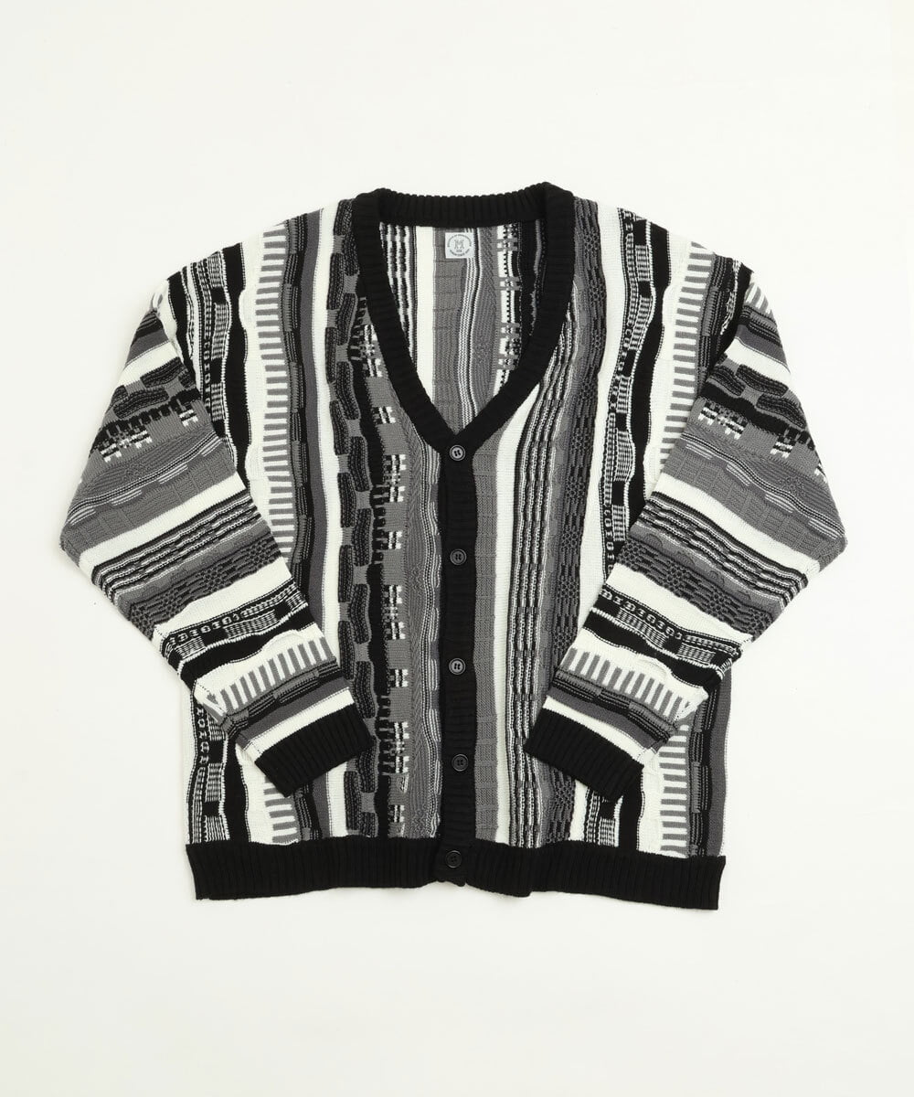 MKFDU88110 MK MICHEL KLEIN HOMME(MKミッシェルクランオム) ミックスストライプカーディガン ブラック(94)