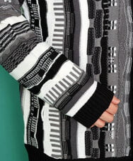 MKFDU88110 MK MICHEL KLEIN HOMME(MKミッシェルクランオム) ミックスストライプカーディガン ブラック(94)