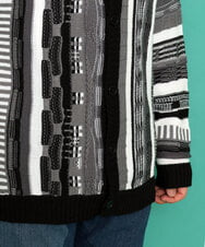 MKFDU88110 MK MICHEL KLEIN HOMME(MKミッシェルクランオム) ミックスストライプカーディガン ブラック(94)