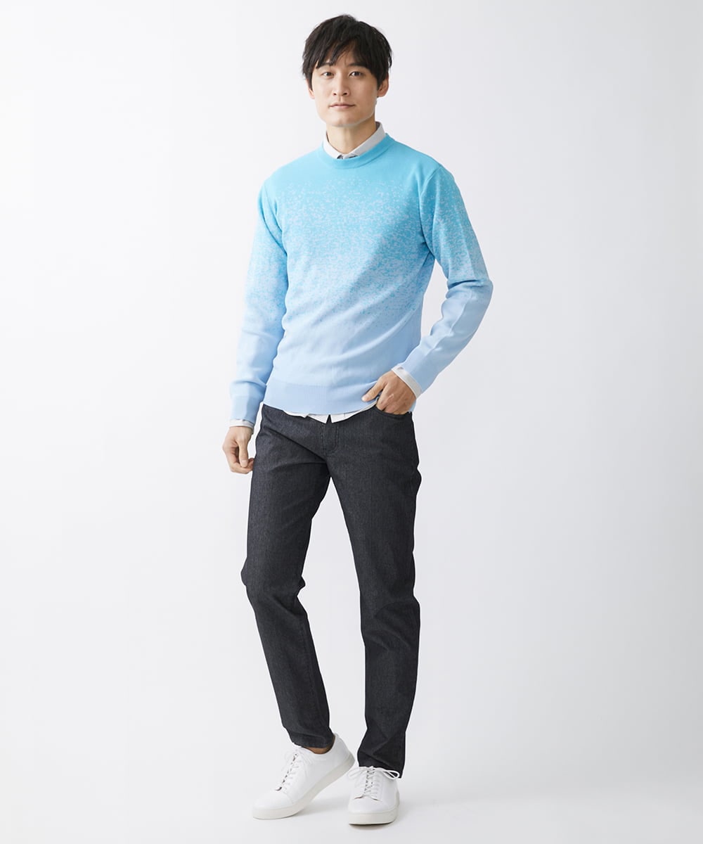 MKFDX04100 MK MICHEL KLEIN HOMME(MKミッシェルクランオム) ニット / ラビリンスグラデーション ライトブルー(50)