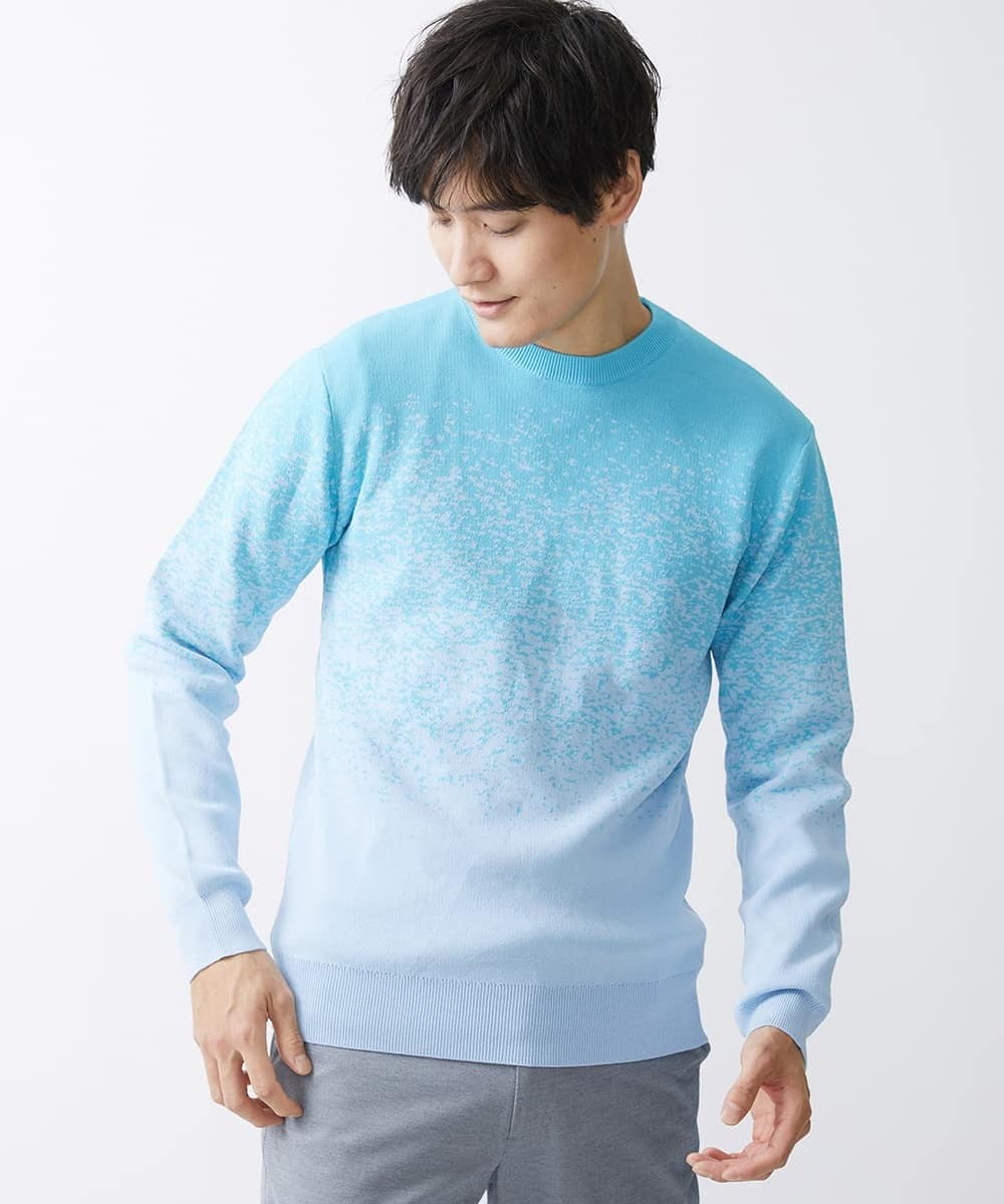 MKFDX04100 MK MICHEL KLEIN HOMME(MKミッシェルクランオム) ニット / ラビリンスグラデーション ライトブルー(50)