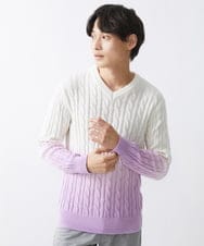 MKFDX05100 MK MICHEL KLEIN HOMME(MKミッシェルクランオム) グラデーションニット ピンク