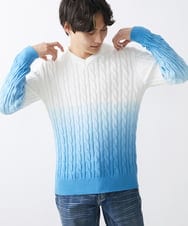 MKFDX05100 MK MICHEL KLEIN HOMME(MKミッシェルクランオム) グラデーションニット ライトブルー