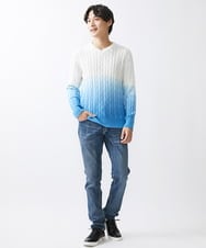 MKFDX05100 MK MICHEL KLEIN HOMME(MKミッシェルクランオム) グラデーションニット ライトブルー