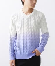 MKFDX05100 MK MICHEL KLEIN HOMME(MKミッシェルクランオム) グラデーションニット ラベンダー