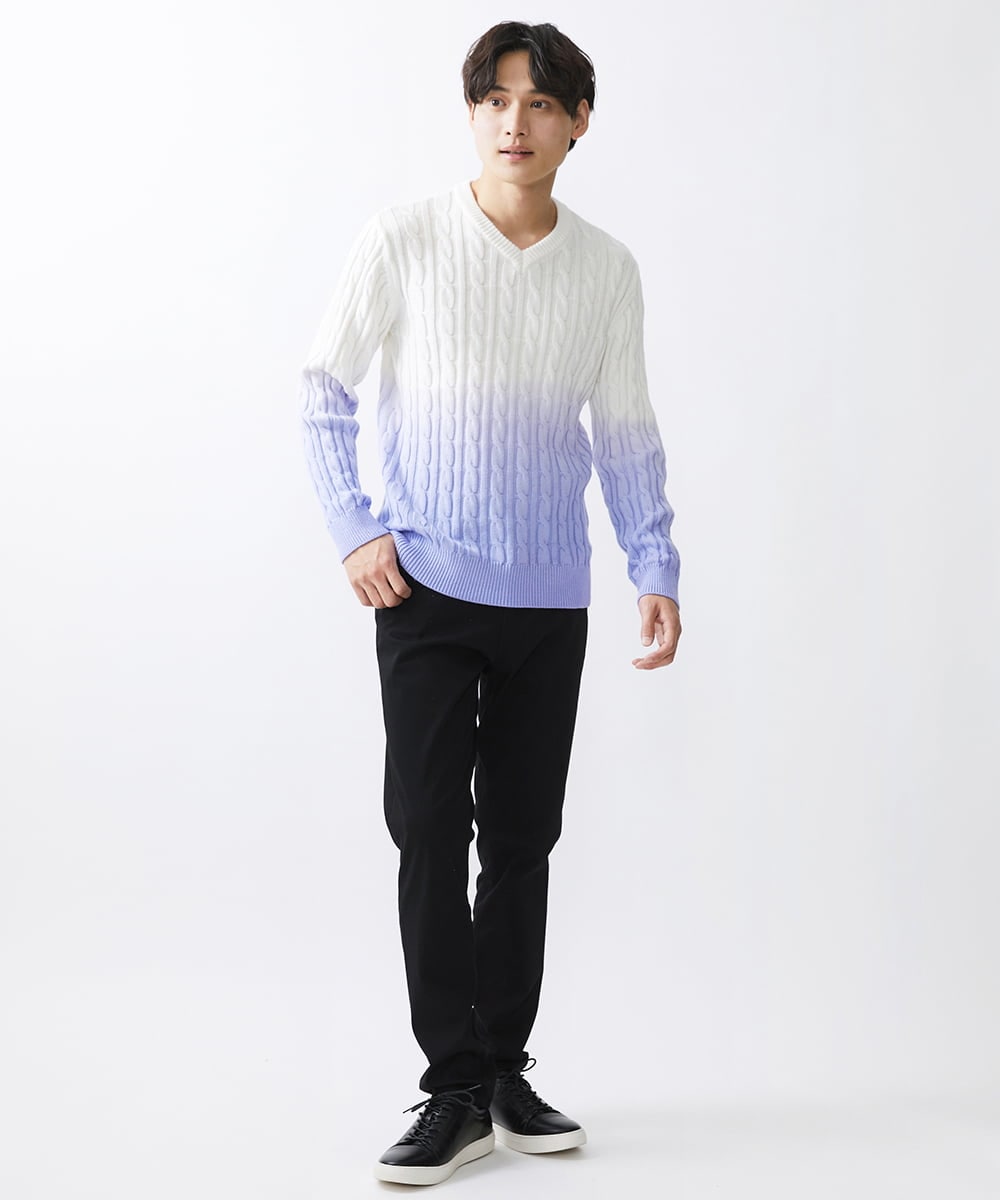 MKFDX05100 MK MICHEL KLEIN HOMME(MKミッシェルクランオム) グラデーションニット ラベンダー