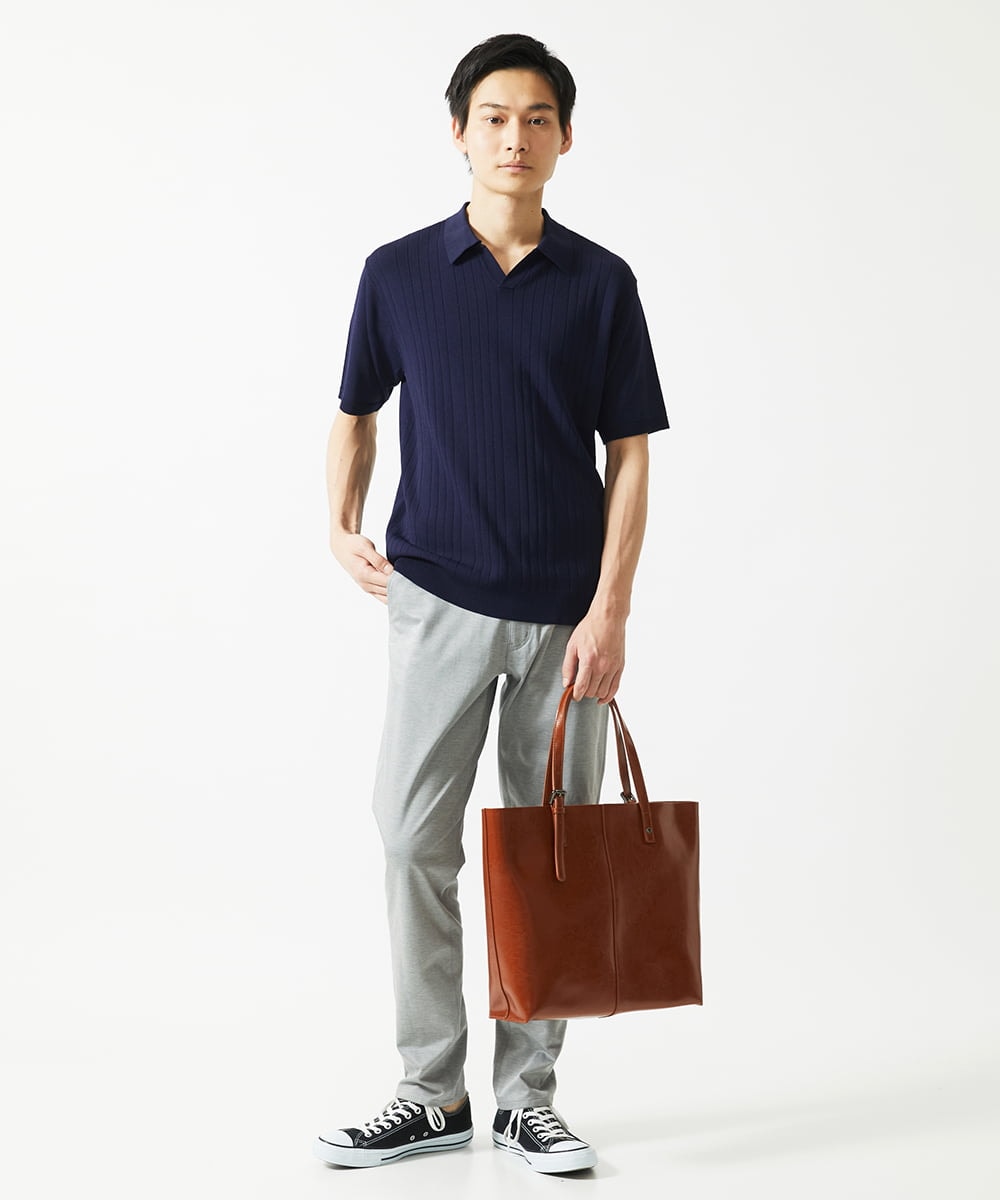 MKFGA61110 MK MICHEL KLEIN HOMME(MKミッシェルクランオム) ニットポロシャツ / リネンタッチハリヌキ ネイビー