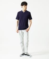 MKFGA61110 MK MICHEL KLEIN HOMME(MKミッシェルクランオム) 【洗える】リネンタッチハリヌキニットポロシャツ ネイビー