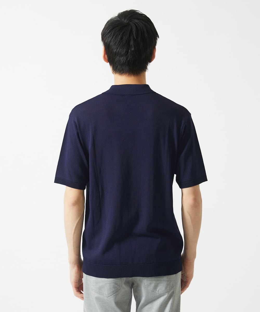 MKFGA61110 MK MICHEL KLEIN HOMME(MKミッシェルクランオム) ニットポロシャツ / リネンタッチハリヌキ ネイビー