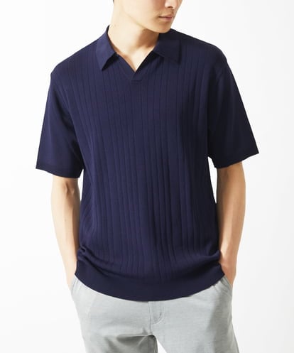 MKFGA61110 MK MICHEL KLEIN HOMME ニットポロシャツ / リネンタッチハリヌキ