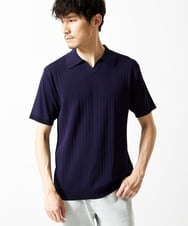 MKFGA61110 MK MICHEL KLEIN HOMME(MKミッシェルクランオム) 【洗える】リネンタッチハリヌキニットポロシャツ ネイビー