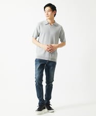 MKFGA61110 MK MICHEL KLEIN HOMME(MKミッシェルクランオム) ニットポロシャツ / リネンタッチハリヌキ ライトグレー