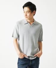 MKFGA61110 MK MICHEL KLEIN HOMME(MKミッシェルクランオム) ニットポロシャツ / リネンタッチハリヌキ ライトグレー